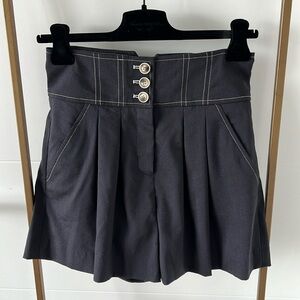 NWT Veronica Beard linen shorts with white stitching, dark navy/black, size 0